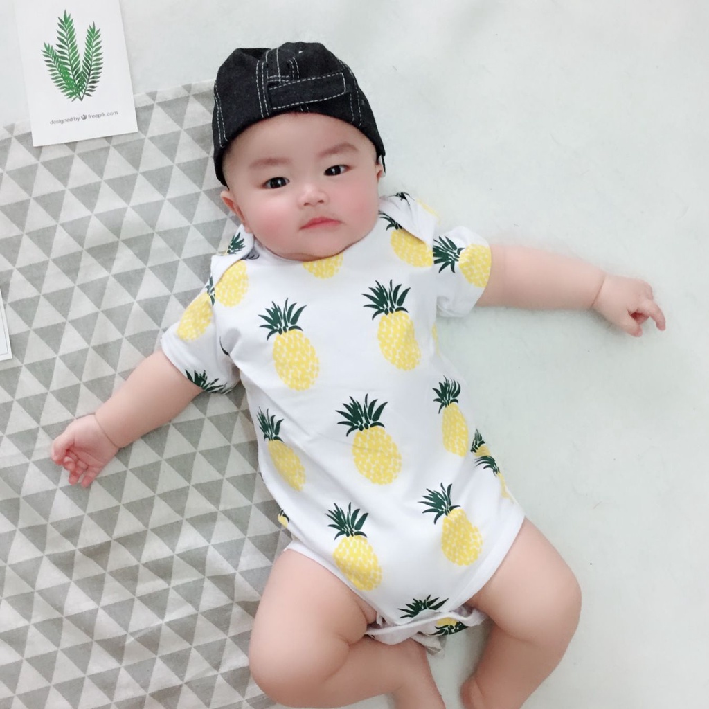 Dễ Thương Áo Liền Quần In Hình Quả Dứa Cho Bé Trai & Gái