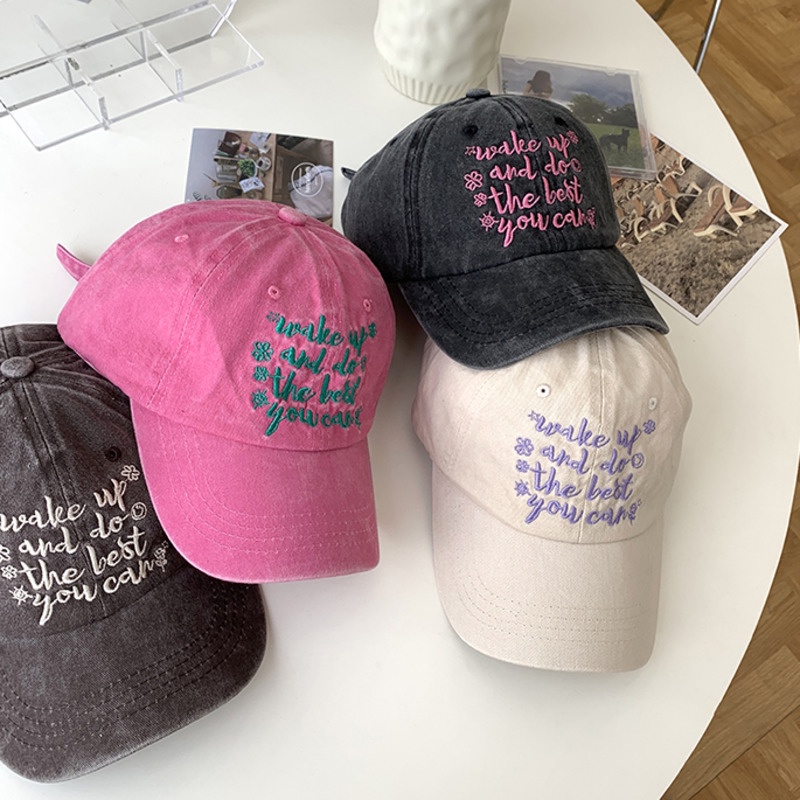 Mũ Lưỡi Trai Chất Liệu Mềm Mại In Chữ Phong Cách Retro Hàn Quốc