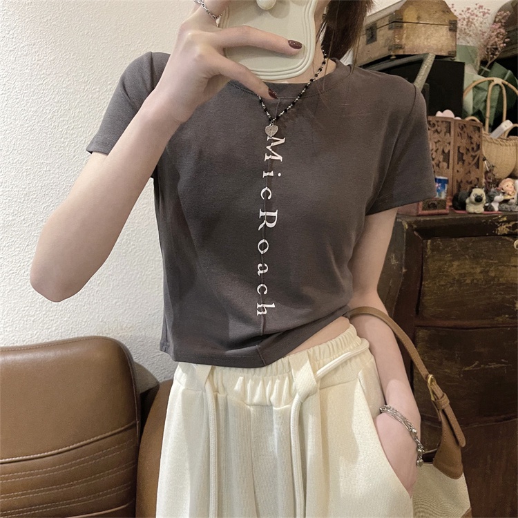 Áo Thun Tay Ngắn Hoạ Tiết Chữ In Thiết Kế Đơn Giản Hợp Thời Trang