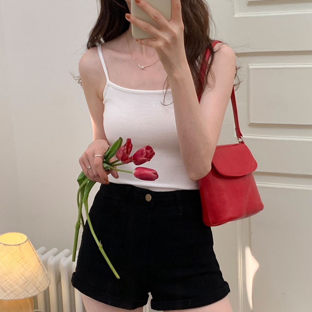 Áo Hai Dây Màu Trơn Mềm Mại Co Giãn Thời Trang Mùa Hè Cho Nữ