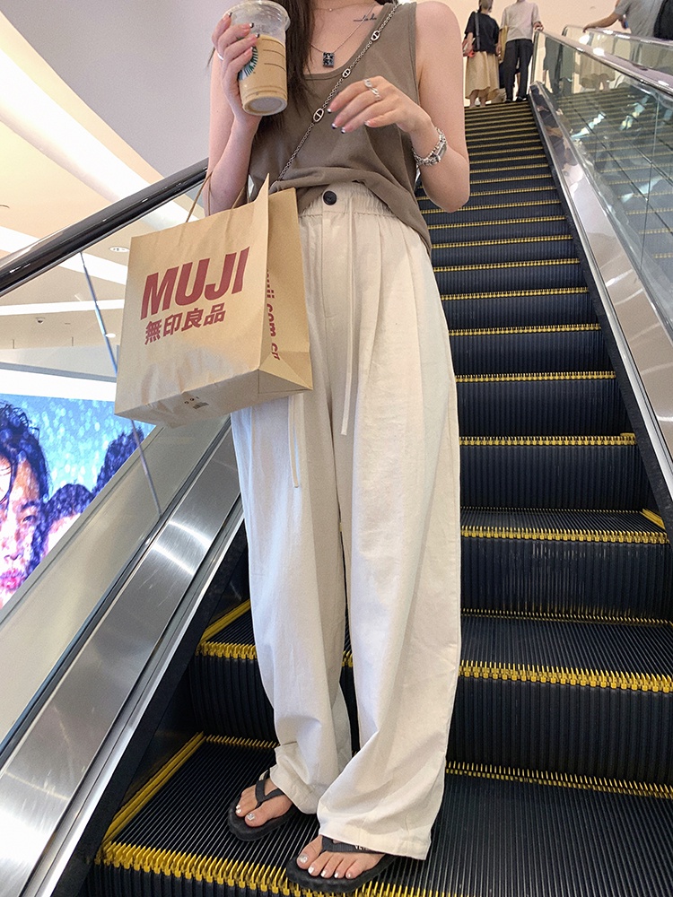 Quần Ống Rộng Lưng Thun Vải Lanh Cotton Mỏng Thời Trang Cao Cấp 61682