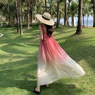 Đầm Voan Hai Dây Dáng Rộng Thời Trang Đi Biển Thanh Lịch