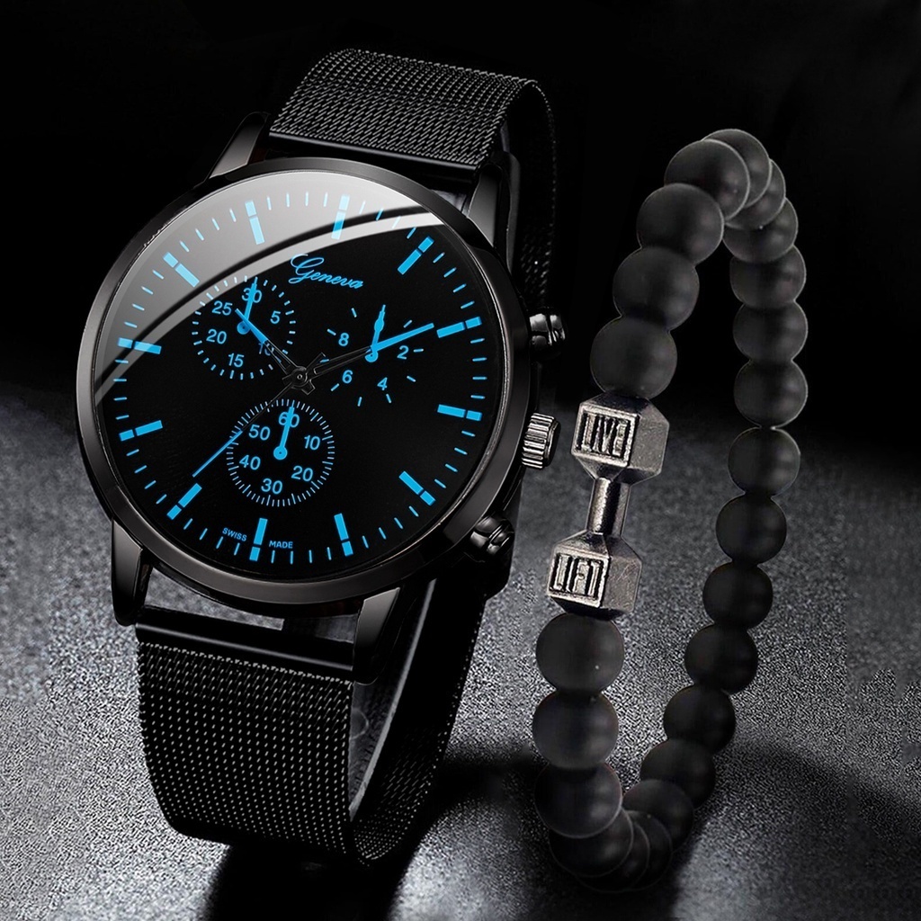 Đồng Hồ Nam Geneva Dây Da Và Thép Không Gỉ