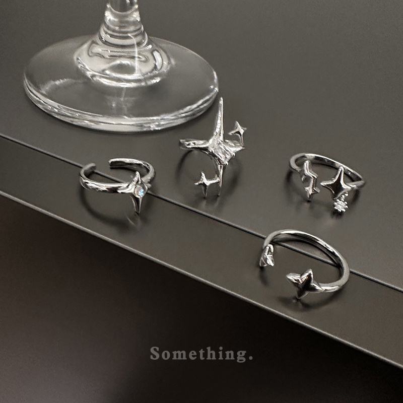 Nhẫn Hở Hình Ngôi Sao Đính Đá Zircon Sang Trọng Phong Cách Hàn Quốc