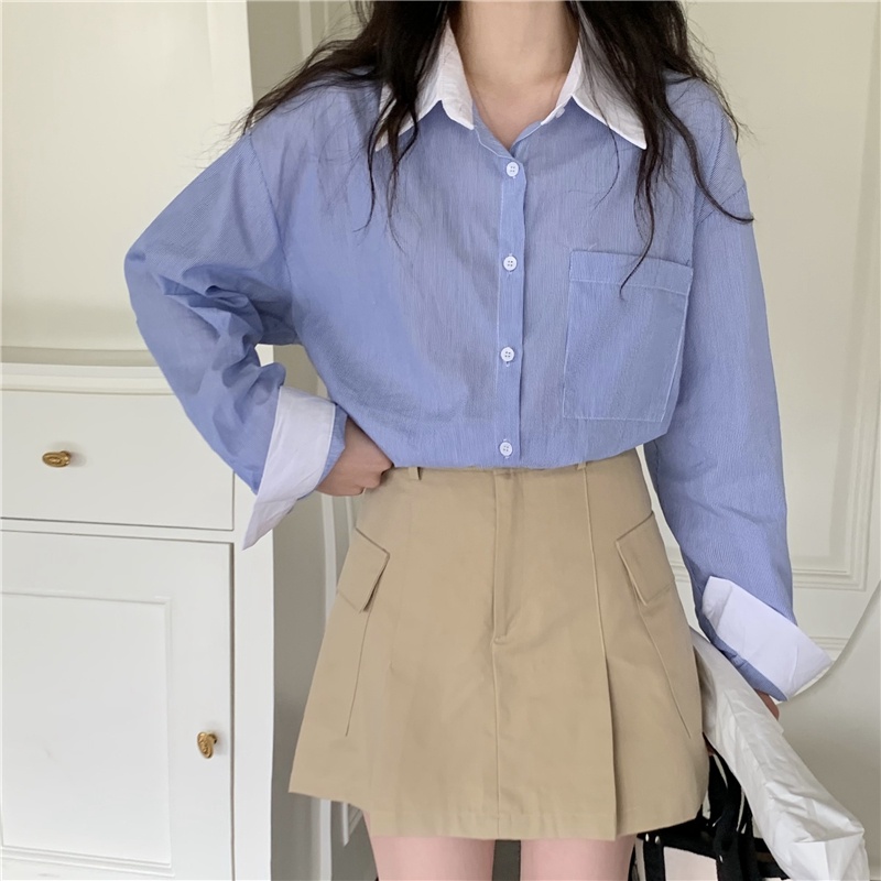 Áo Sơ Mi Kẻ Sọc Dài Tay Thời Trang Dạo Phố Cá Tính 61803