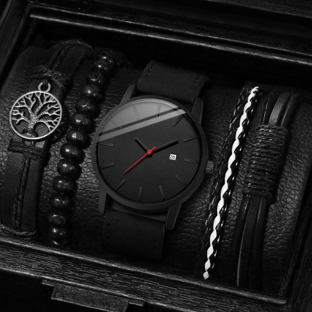 Đồng Hồ Quartz Nam Hiển Thị Ngày Với Dây Đeo Da