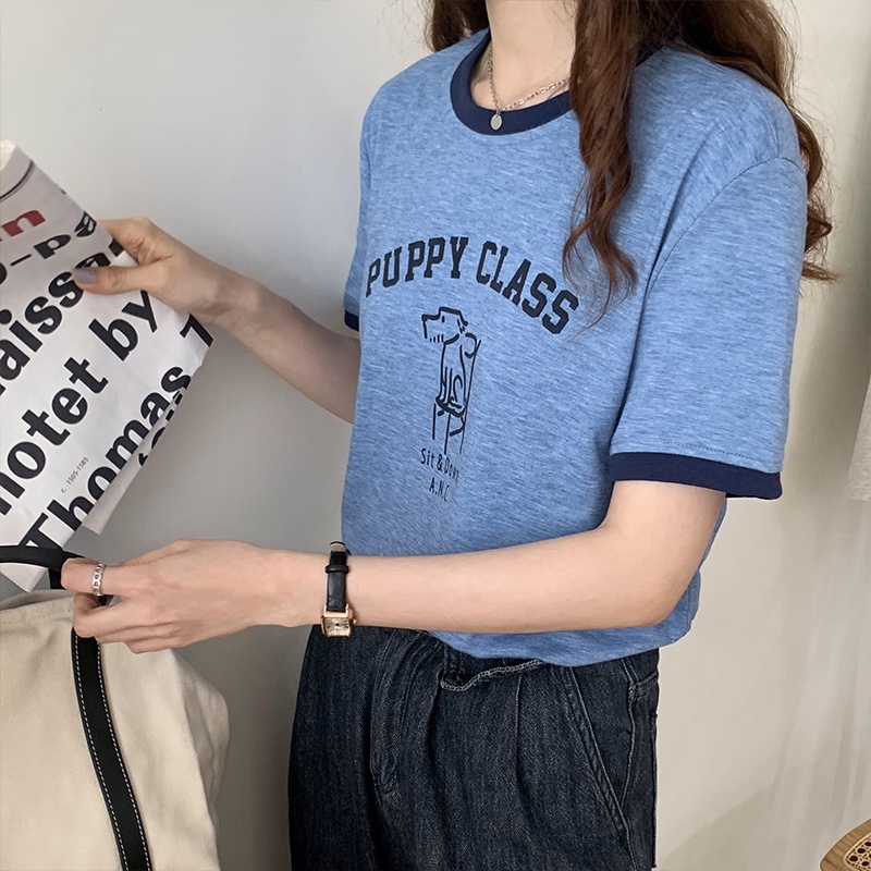 Áo Thun Tay Ngắn Dáng Rộng In Họa Tiết Hoạt Hình Đơn Giản Thời Trang Mùa Hè Phong Cách Hàn Quốc