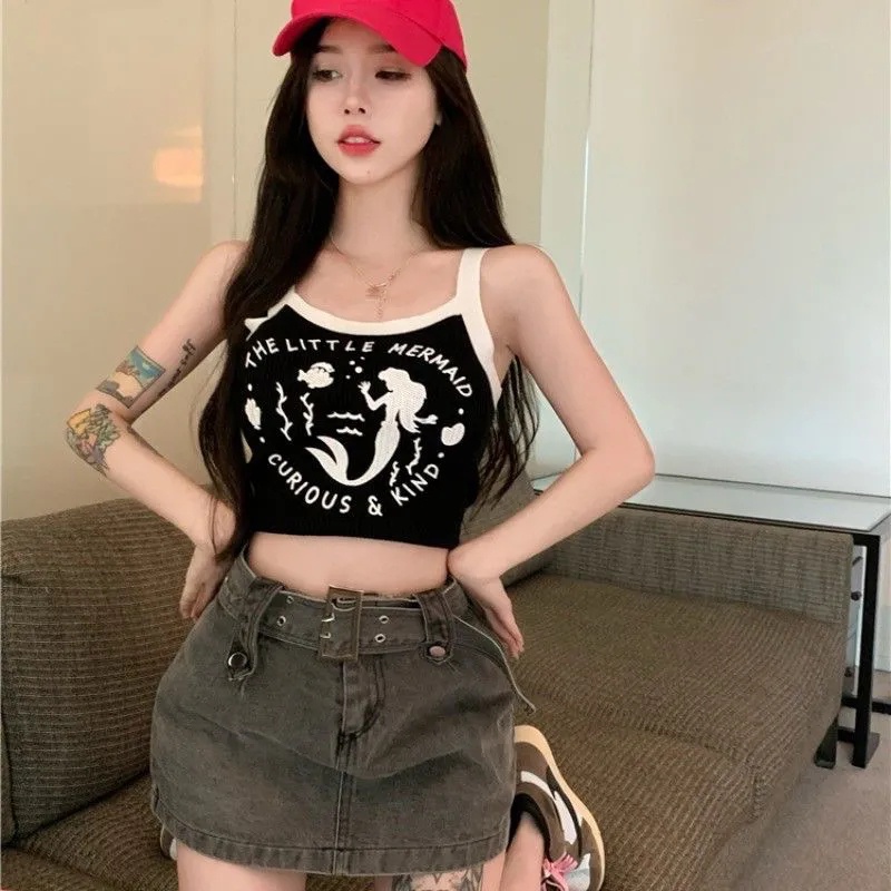 Áo Lửng Không Tay In Họa Tiết Thời Trang Mùa Hè Dành Cho Nữ