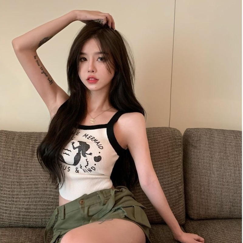 Áo Lửng Không Tay In Họa Tiết Thời Trang Mùa Hè Dành Cho Nữ