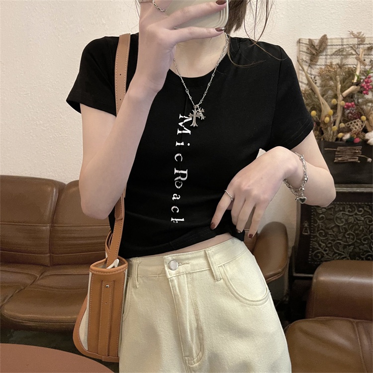 Áo Thun Tay Ngắn Hoạ Tiết Chữ In Thiết Kế Đơn Giản Hợp Thời Trang