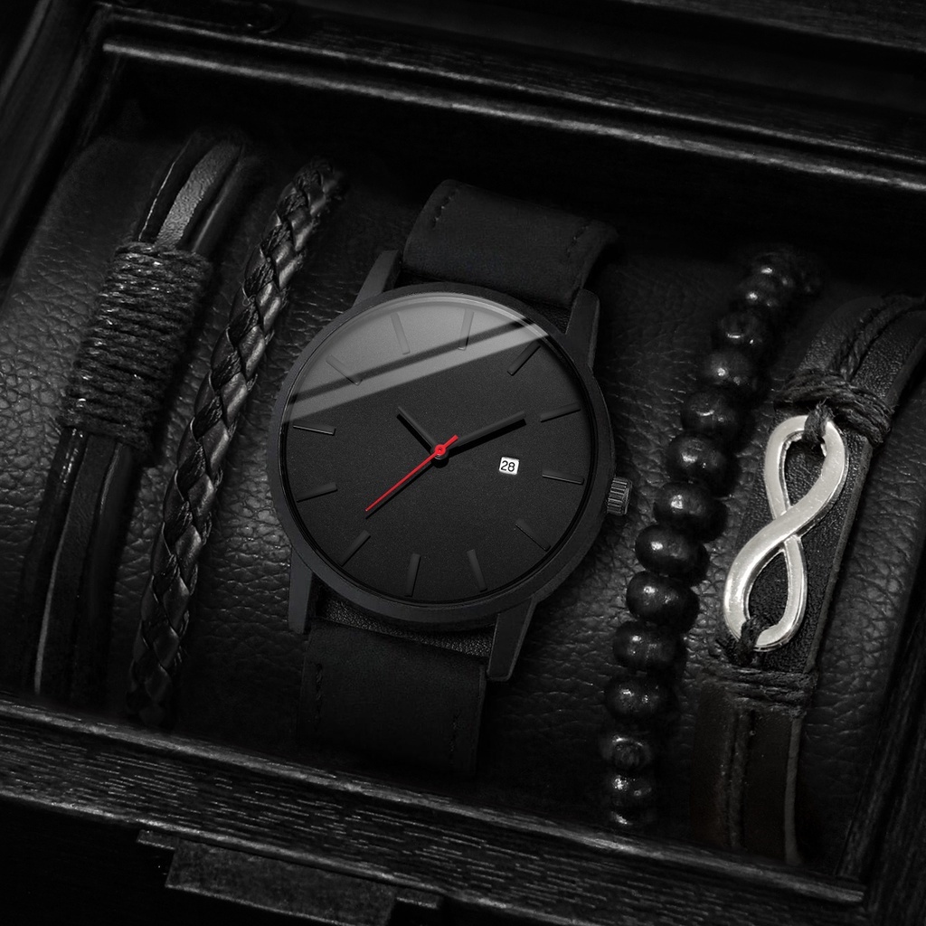Đồng Hồ Quartz Nam Hiển Thị Ngày Với Dây Đeo Da