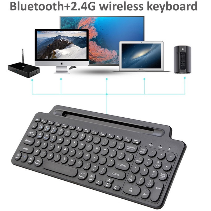 Bàn Phím Không Dây Bluetooth 2.4G Có Bàn Phím Số & Chuột Cho Máy Tính / Laptop / PC / Điện Thoại / TV Box