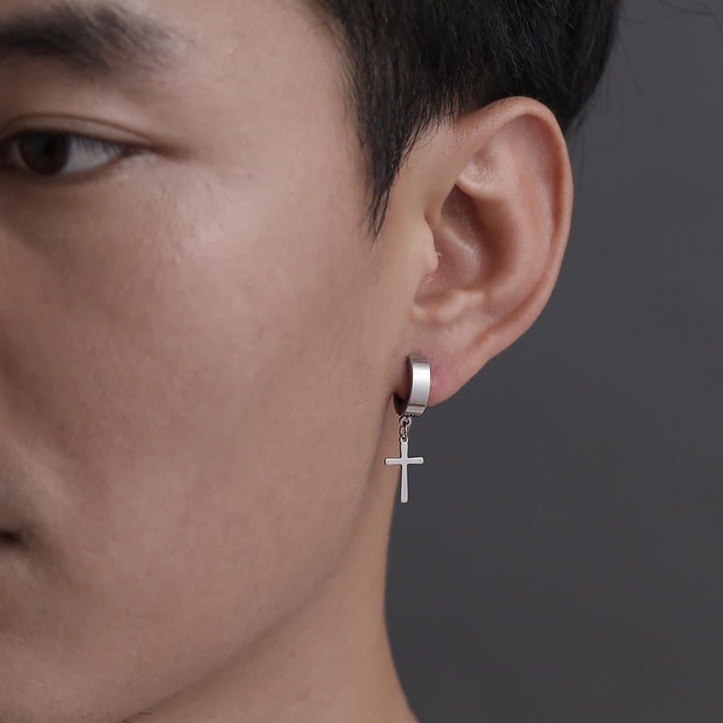 Bông Tai Thép Titan Hình Thánh Giá Thời Trang Không Cần Lỗ Xỏ Lỗ Dành Cho Nam Và Nữ