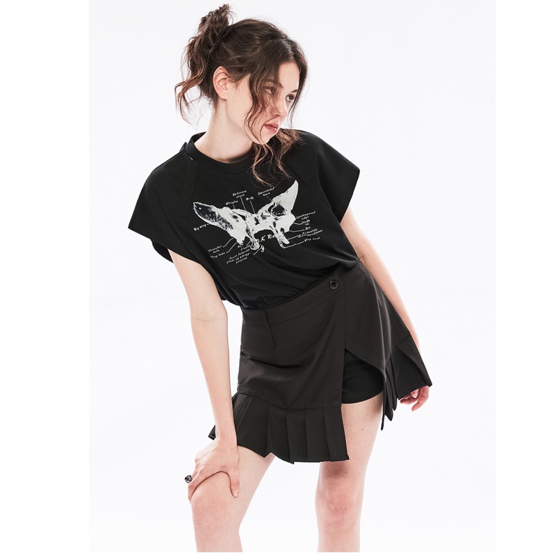 Áo Thun Tay Ngắn Trễ Vai In Họa Tiết Thời Trang Hàn Quốc