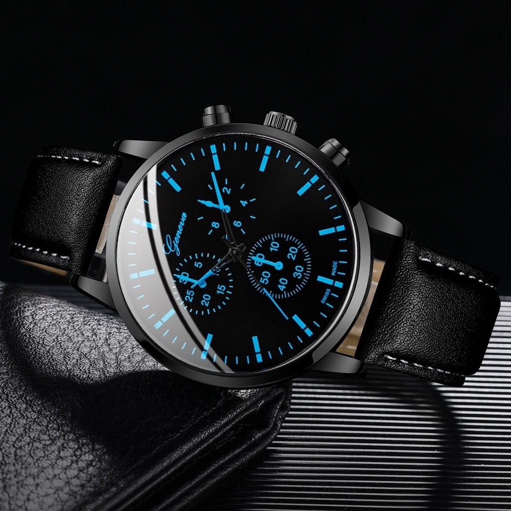 Đồng Hồ Nam Geneva Dây Da Và Thép Không Gỉ