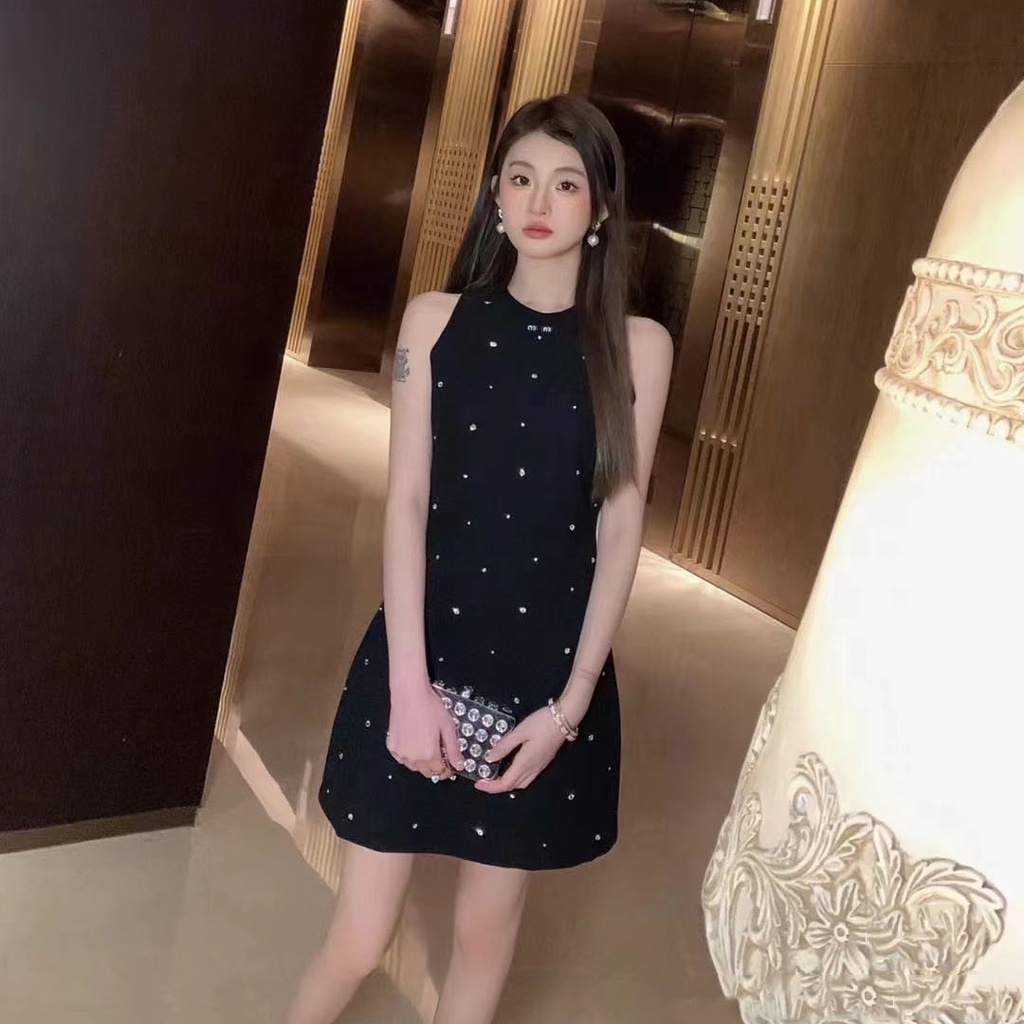 MIU MIU Đầm Cổ Tròn Lưng Cao Dáng Ôm Thời Trang Xuân Hè 2023 Dành Cho Nữ
