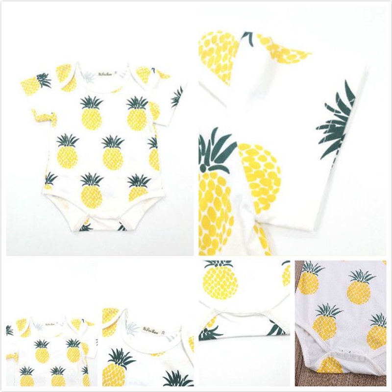 Dễ Thương Áo Liền Quần In Hình Quả Dứa Cho Bé Trai & Gái