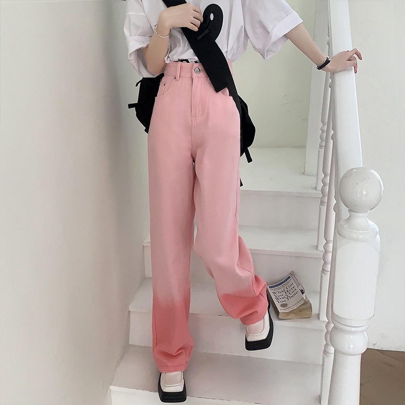 Quần Jean Nữ Ống Đứng Màu Hồng Gradient 61685
