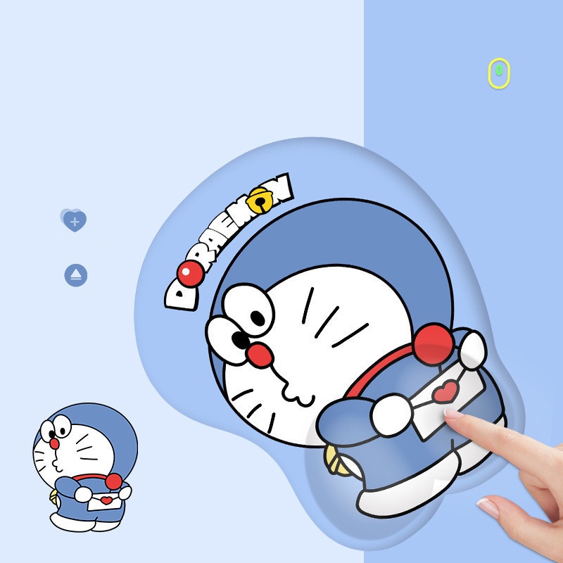 Miếng Lót Chuột Máy Tính Dây Điện Bằng Silicon Hình Doraemon + Miếng Lót Chuột Máy Tính