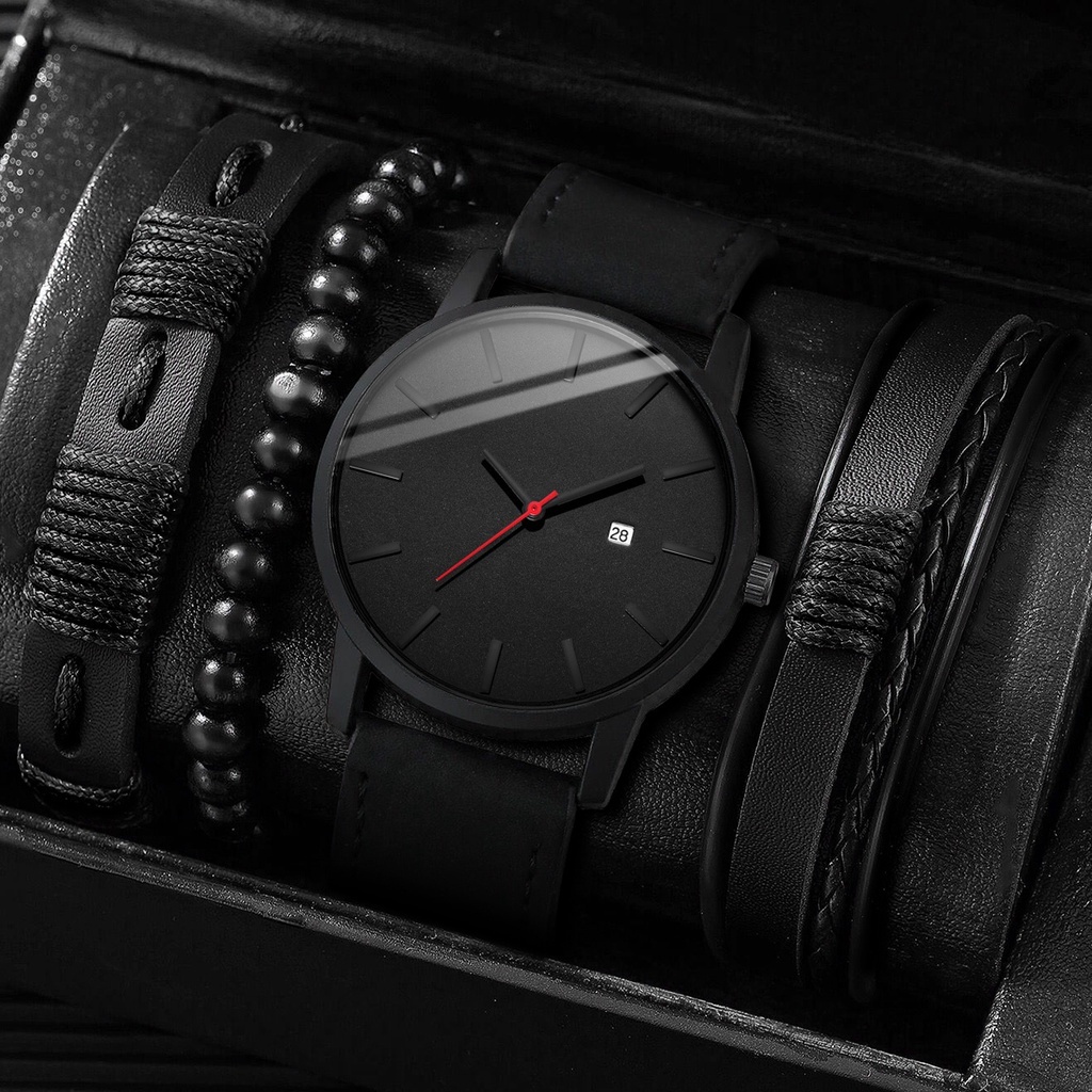 Đồng Hồ Quartz Nam Hiển Thị Ngày Với Dây Đeo Da