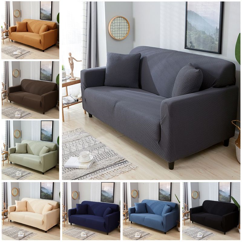 Vỏ Bọc Ghế Sofa 1 / 2 / 3 / 4 Chỗ Ngồi Chất Liệu Dày Dặn Co Giãn Màu Trơn