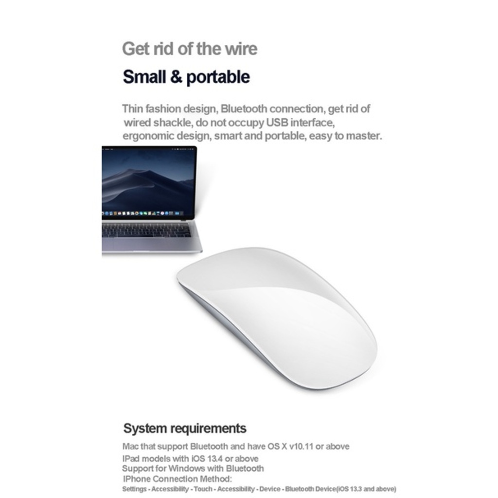Chuột Không Dây 3 Nút Siêu Mỏng Có Thể Sạc Lại Cho Macbook Laptop