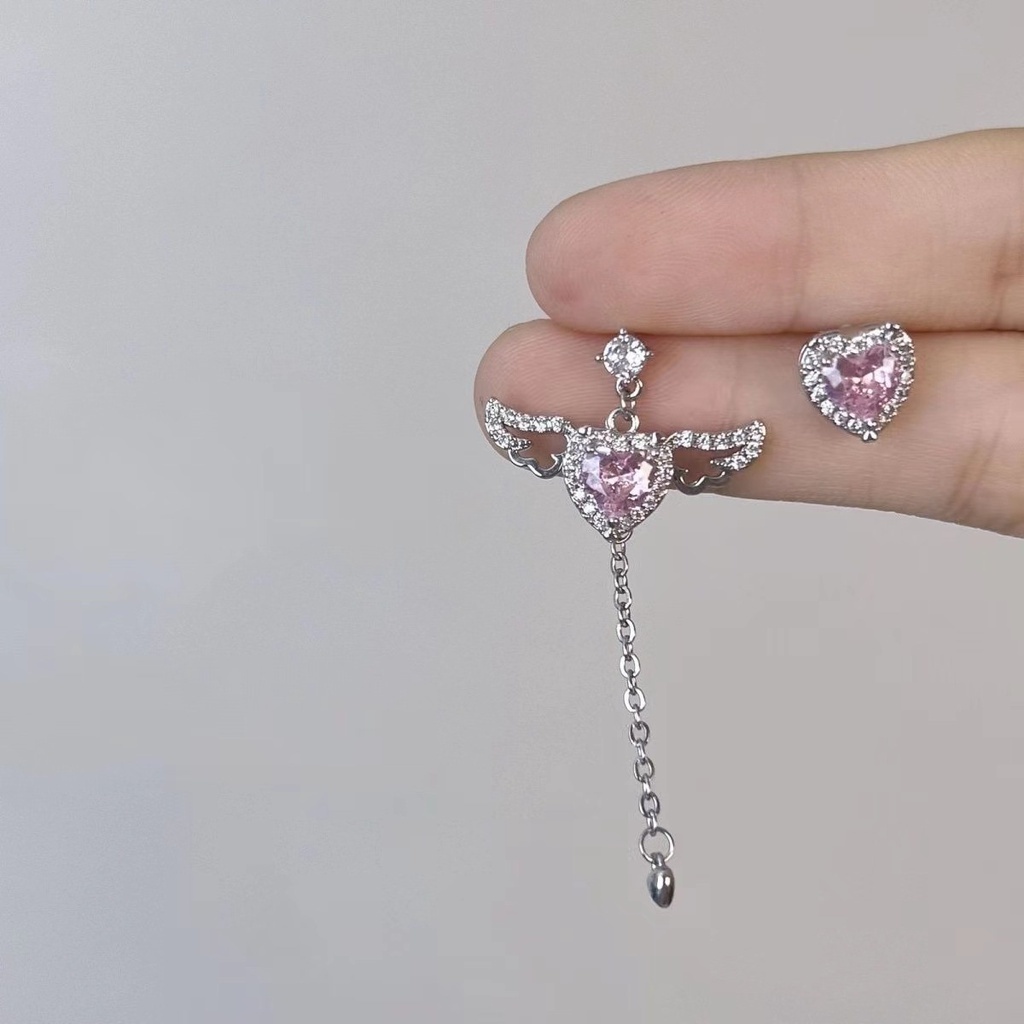 Bông Tai Tua Rua Cánh Thiên Thần Đính Đá Lấp Lánh Phong Cách Hàn Quốc Thời Trang Mùa Hè Chất Lượng Cao