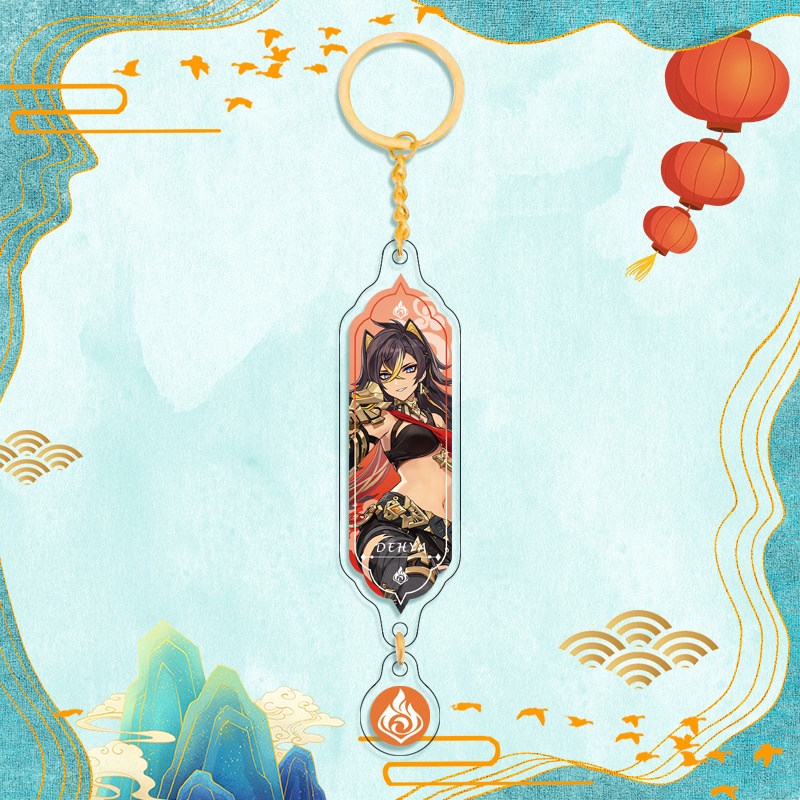 Móc Khóa Hai Mặt Bằng Acrylic Họa Tiết Hoạt Hình Genshin Dehya Mika Chất Lượng Cao