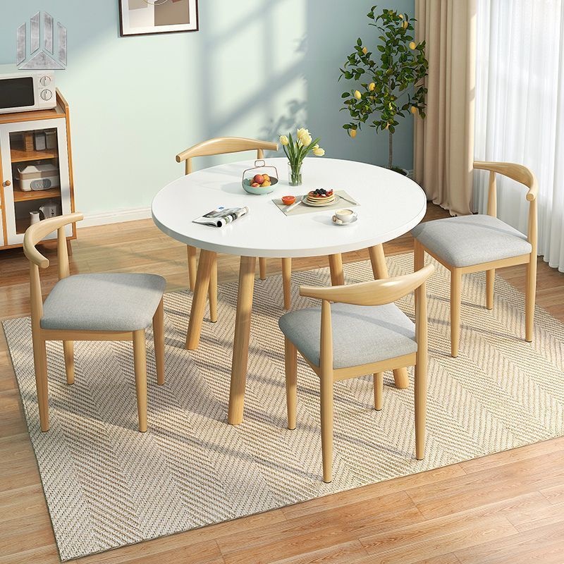 Bàn Ăn Bàn Cà Phê Tròn Cho 4-6 Người, Chân Gỗ Rắn Tự Nhiên, Không có ghế