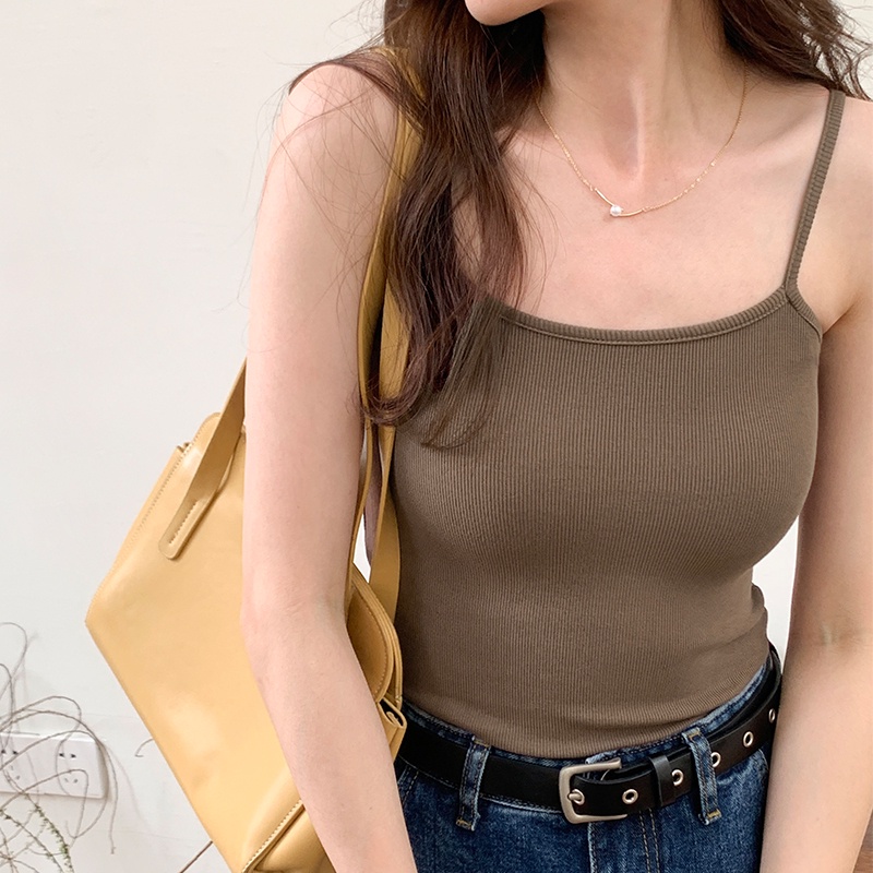 Áo Hai Dây Màu Trơn Mềm Mại Co Giãn Thời Trang Mùa Hè Cho Nữ