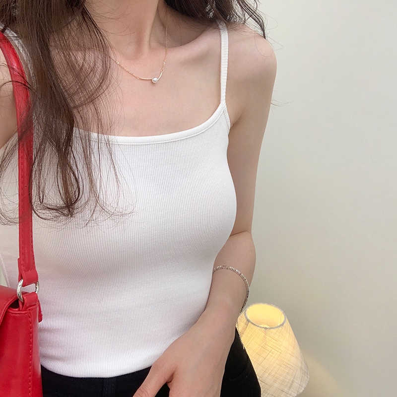 Áo Hai Dây Màu Trơn Mềm Mại Co Giãn Thời Trang Mùa Hè Cho Nữ