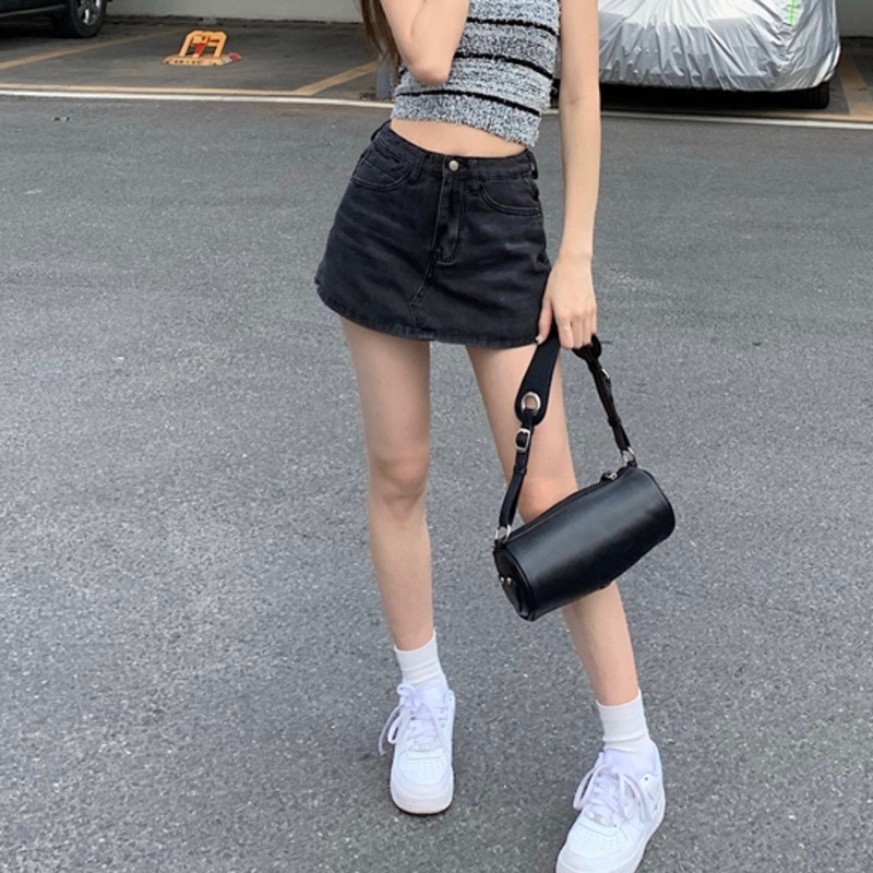 Chân Váy Denim Dáng Chữ a Phong Cách Retro Hàn Quốc