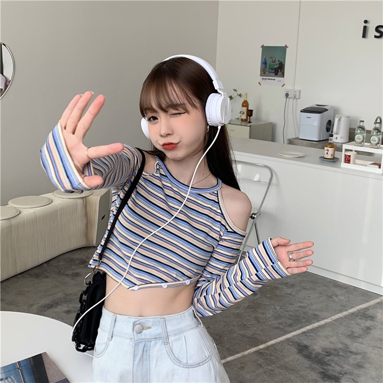 Áo Thun Dáng Ôm Hở Vai Dài Tay Thời Trang Quyến Rũ 61426