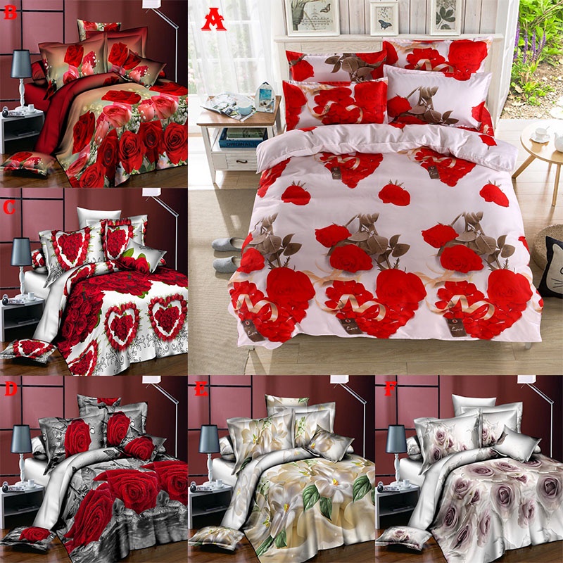 Bộ Chăn Ga Và Vỏ Gối In Hình Hoa 3D Xinh Xắn