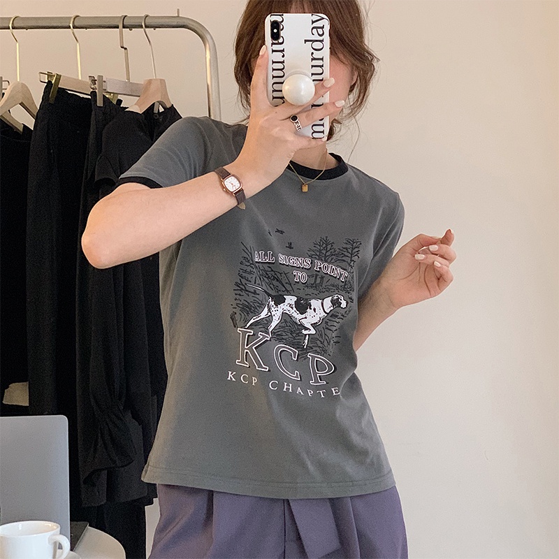 Áo Thun Tay Ngắn Cổ Tròn Dáng Rộng In Họa Tiết Thời Trang Mùa Hè Xinh Xắn Cho Nữ