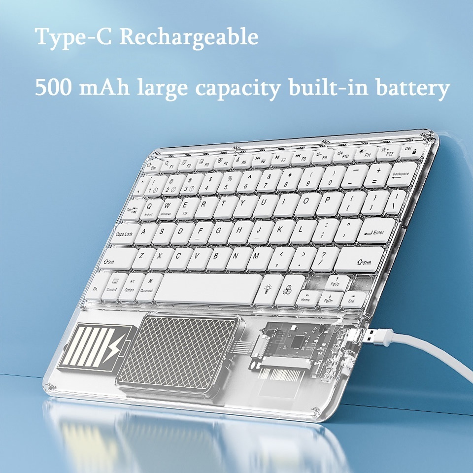 Bàn Phím Bluetooth Không Dây Loại c Có Đèn LED Pha Lê Hiển Thị Nguồn RGB Thông Dụng Cho Notebook / Tablet / Máy Tính / Điện Thoại