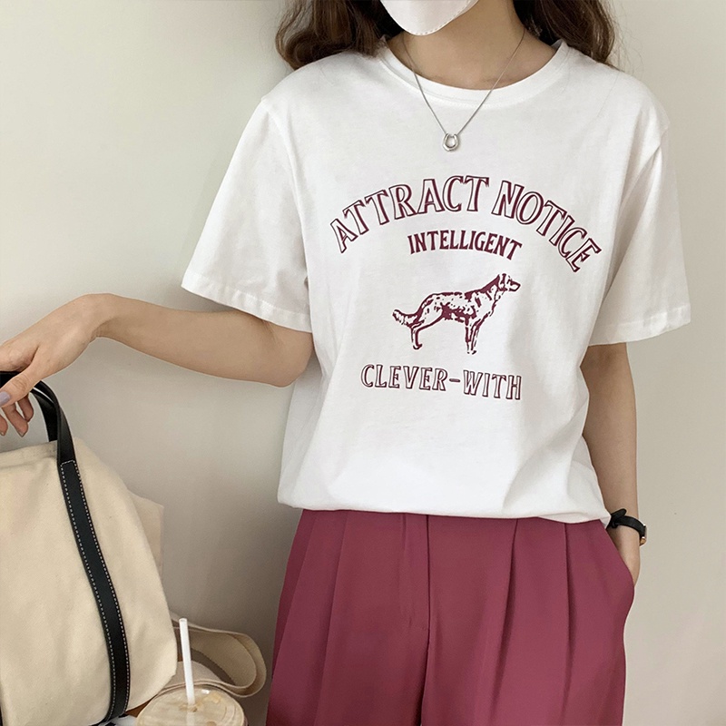 Áo Thun Tay Ngắn Cổ Tròn In Họa Tiết Hoạt Hình Thời Trang Mùa Hè Xinh Xắn Cho Nữ