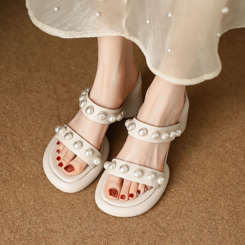 ✨Xăng đan Cao Gót Da Đế Dày Hở Ngón Chống Nước Thời Trang Dành Cho Nữ