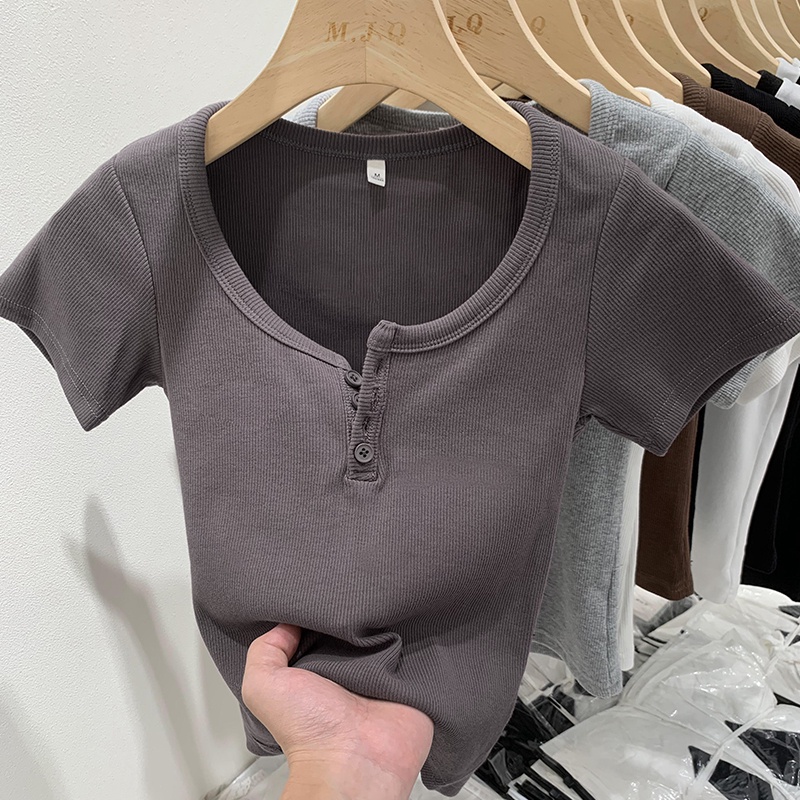 Áo Thun Tay Ngắn Hở Vai Thời Trang Mùa Hè Cho Nữ