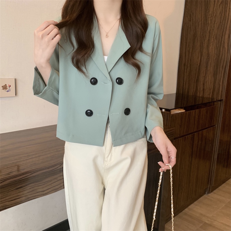 Áo Khoác Vest Thiết Kế Mỏng Dáng Ngắn Phong Cách Hàn Quốc Thời Trang Mùa Xuân Mới Cho Nữ