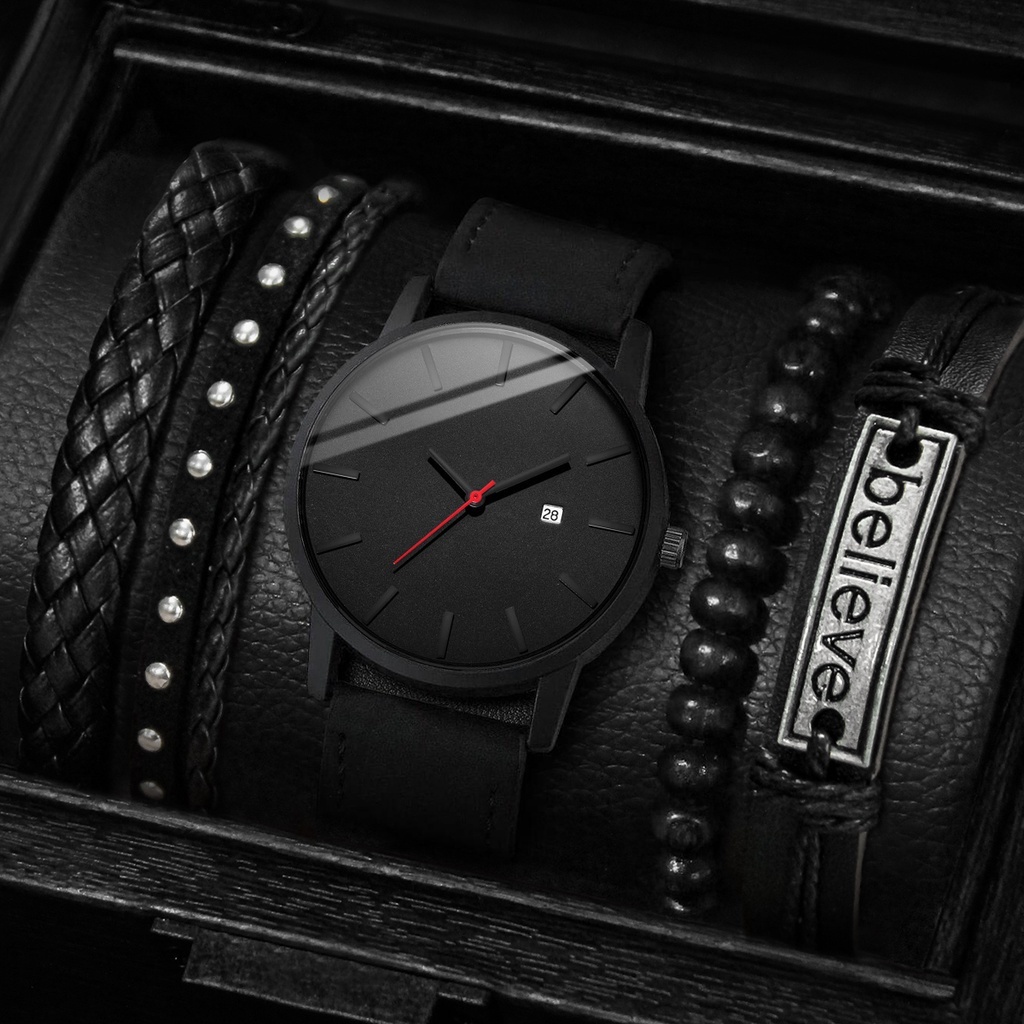 Đồng Hồ Quartz Nam Hiển Thị Ngày Với Dây Đeo Da