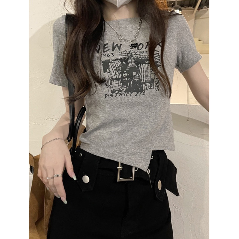 Áo Thun Nữ Ngắn Tay In Chữ Phong Cách Hàn Quốc