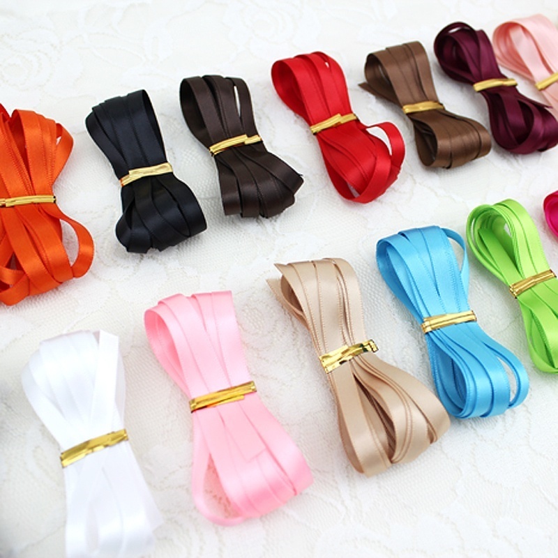 Dây ruy băng hai mặt 6mm dài 10 yard dùng gói quà trang trí quần áo/làm đồ thủ công DIY
