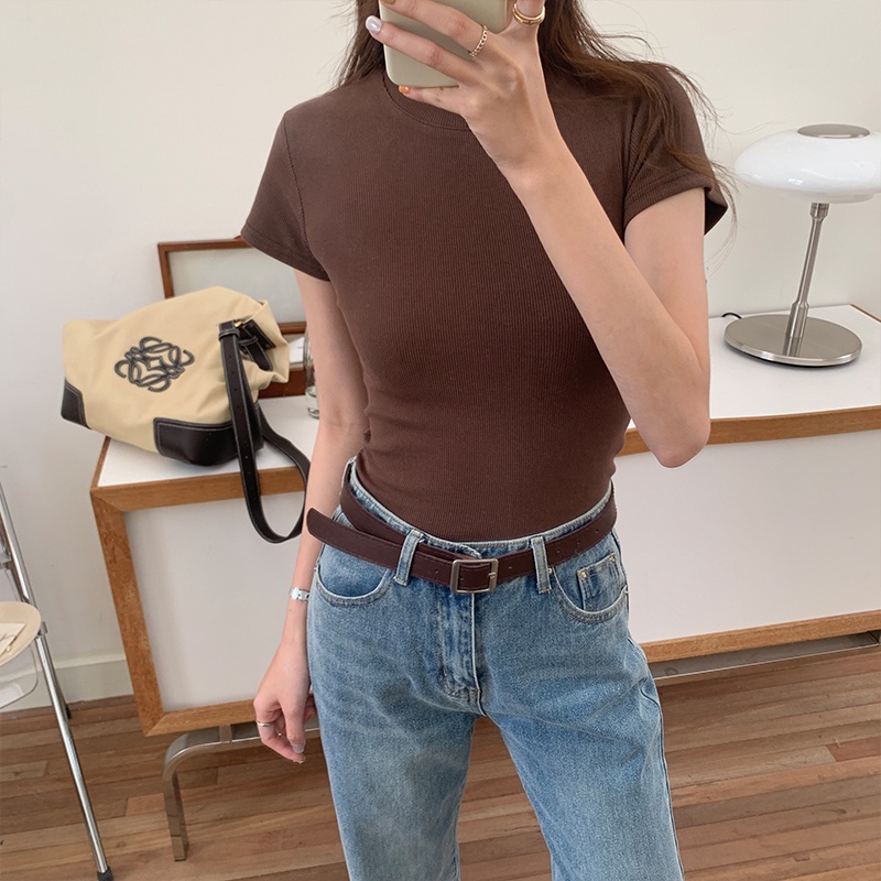 Áo Thun Cổ Tròn Ngắn Tay Dáng Ôm Thời Trang Mùa Hè Phong Cách Mới 61448