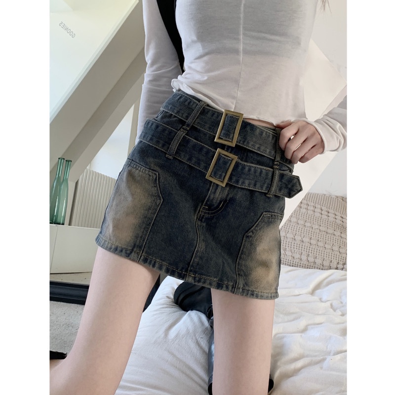 Chân Váy Denim Chữ a Lưng Cao Thời Trang Hàn Quốc Dành Cho Nữ