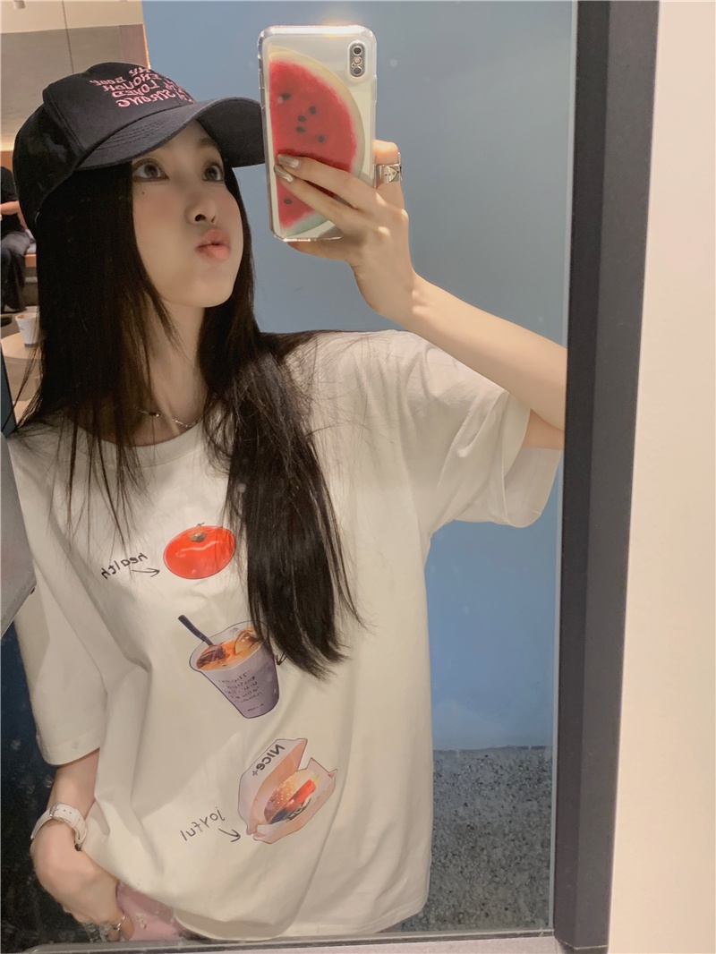 Áo Thun Dáng Rộng In Họa Tiết Vui Nhộn Phong Cách Hàn Quốc Thời Trang Mùa Hè Hàng Mới 64321