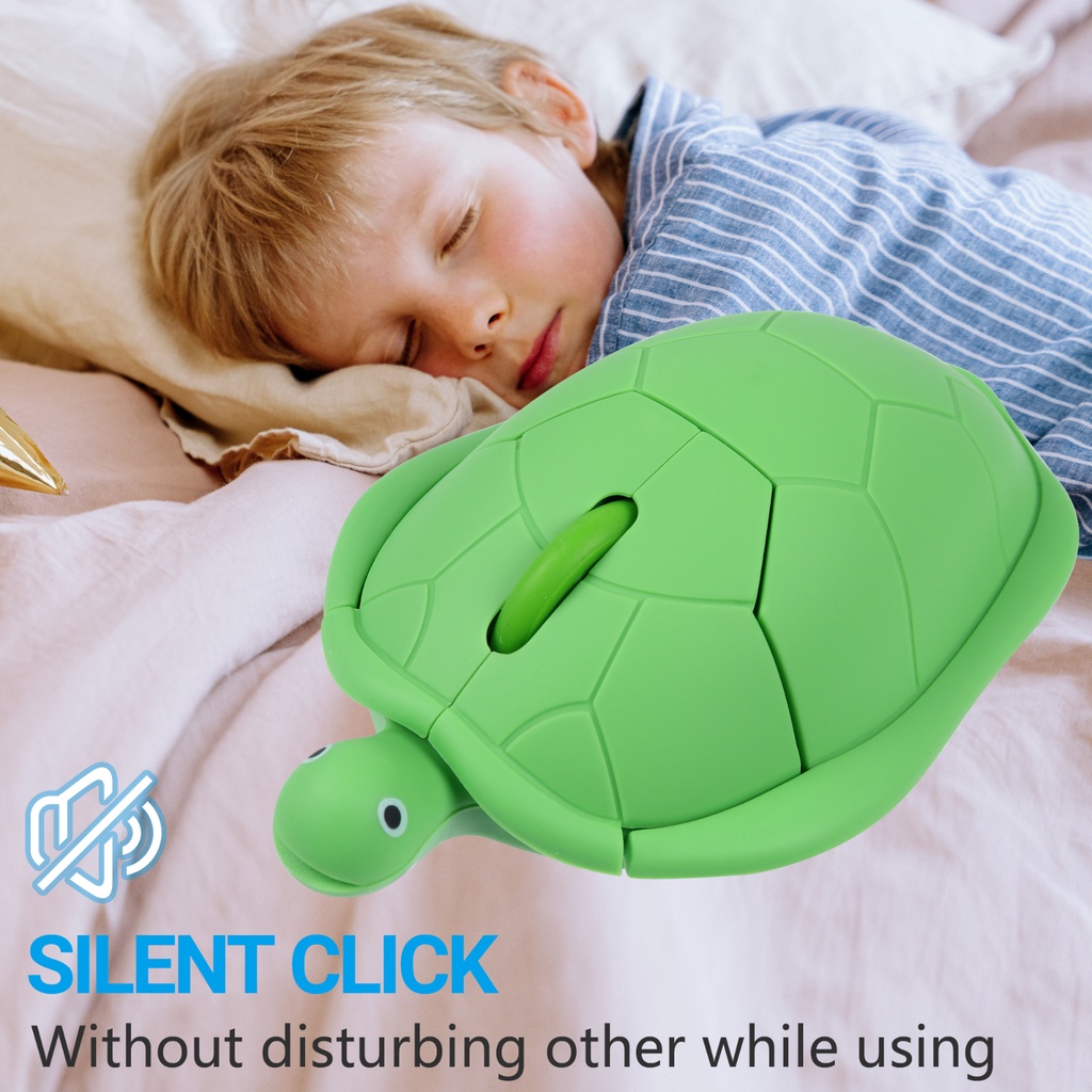 Chuột không dây 2.4GHz 2.4G Hình Rùa Xanh Lá Dễ Thương