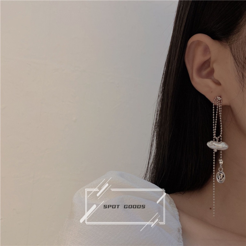 Bông Tai Dáng Dài Đính Ngọc Trai Nhân Tạo Phong Cách Baroque Cổ Điển Kèm Phụ Kiện Cá Tính
