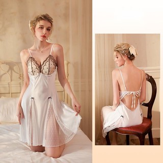 Đầm Ngủ Satin Phối Ren Gợi Cảm