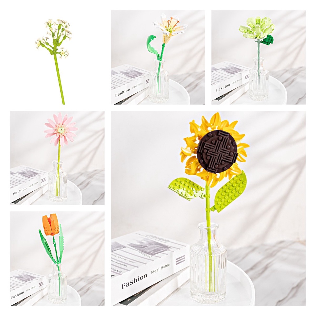 Đồ Chơi Lắp Ráp Hình Bó Hoa Bằng Nhựa Dùng Trang Trí
